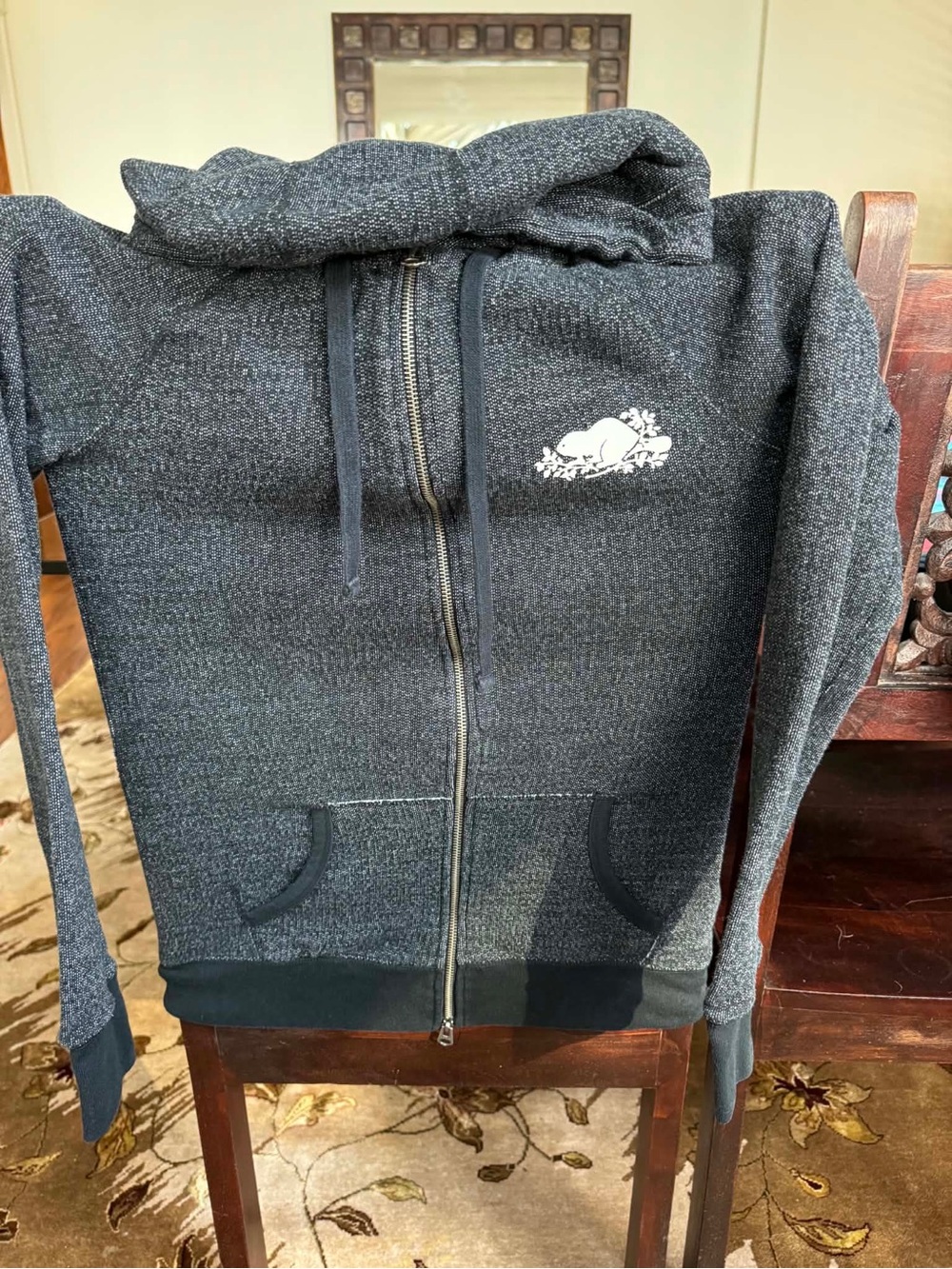 Roots Men's Charcoal Zip-Up Hoodie with Logo